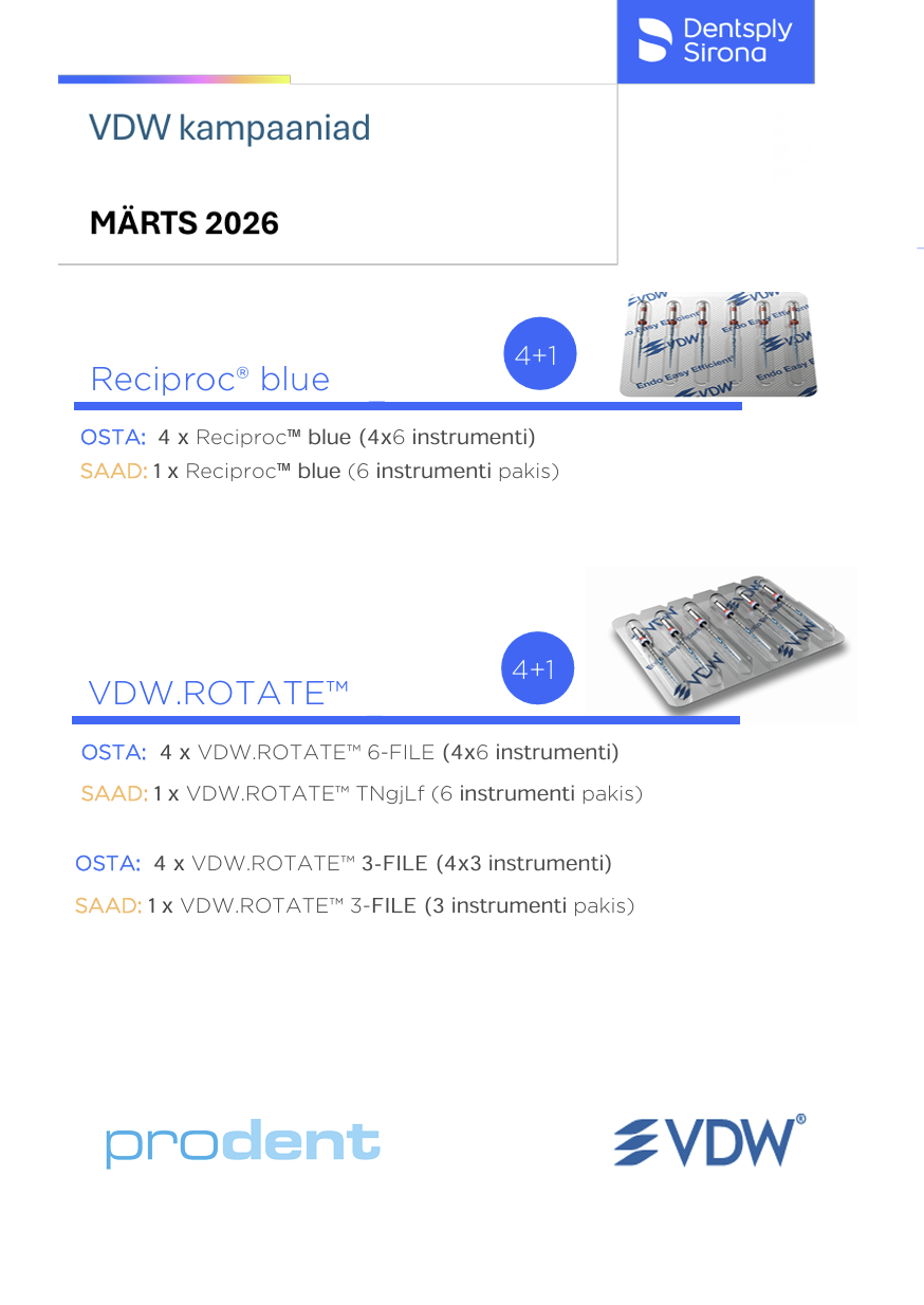 RCB ja VSW kampaania - hambaravi materjalid ja instrumendid. Reciproc blue, VDW.rotate