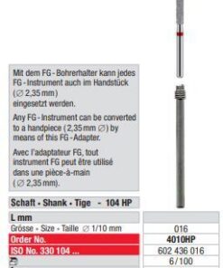Edenta adapter 4026RA/ FG puuri jaoks  26mm 6tk